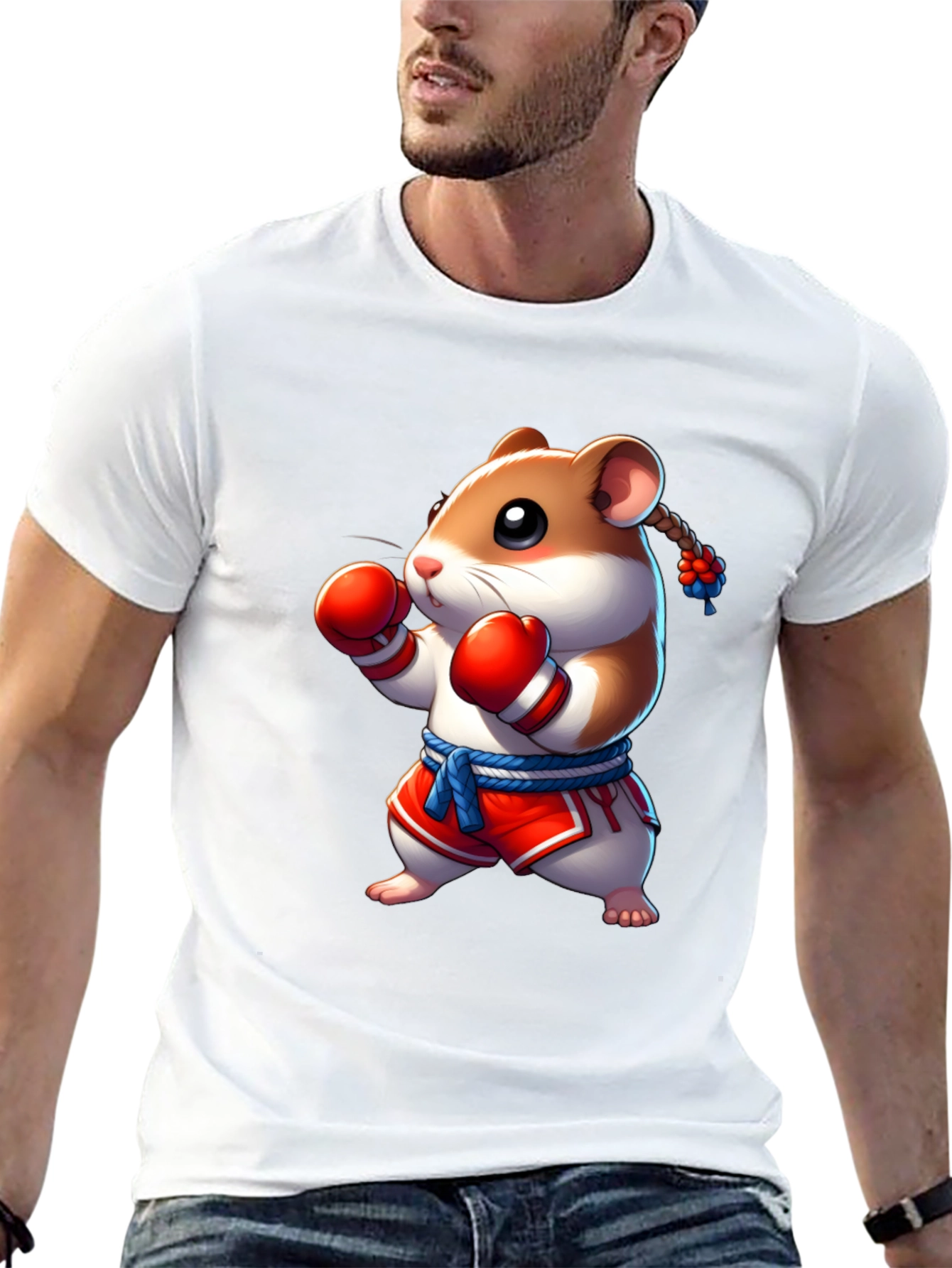 Boxing Hamster Graphic Tee - Black Unisex T-Shirt