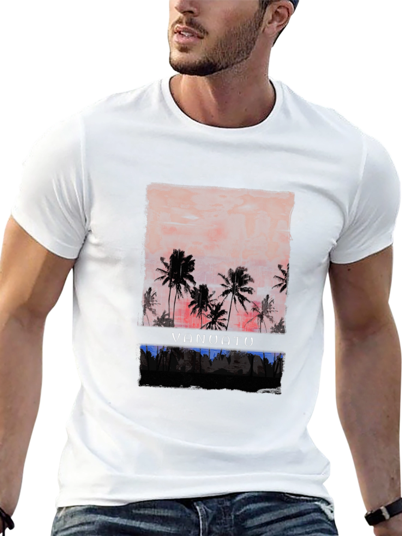Vanuatu Palm Sunset Graphic Tee