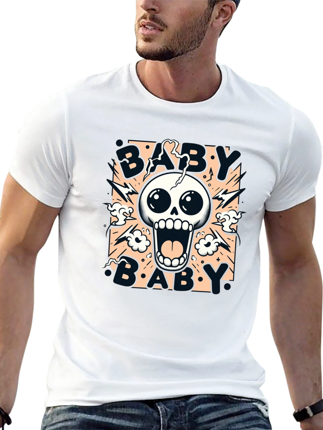 Baby Skull Graphic Print Black T-Shirt