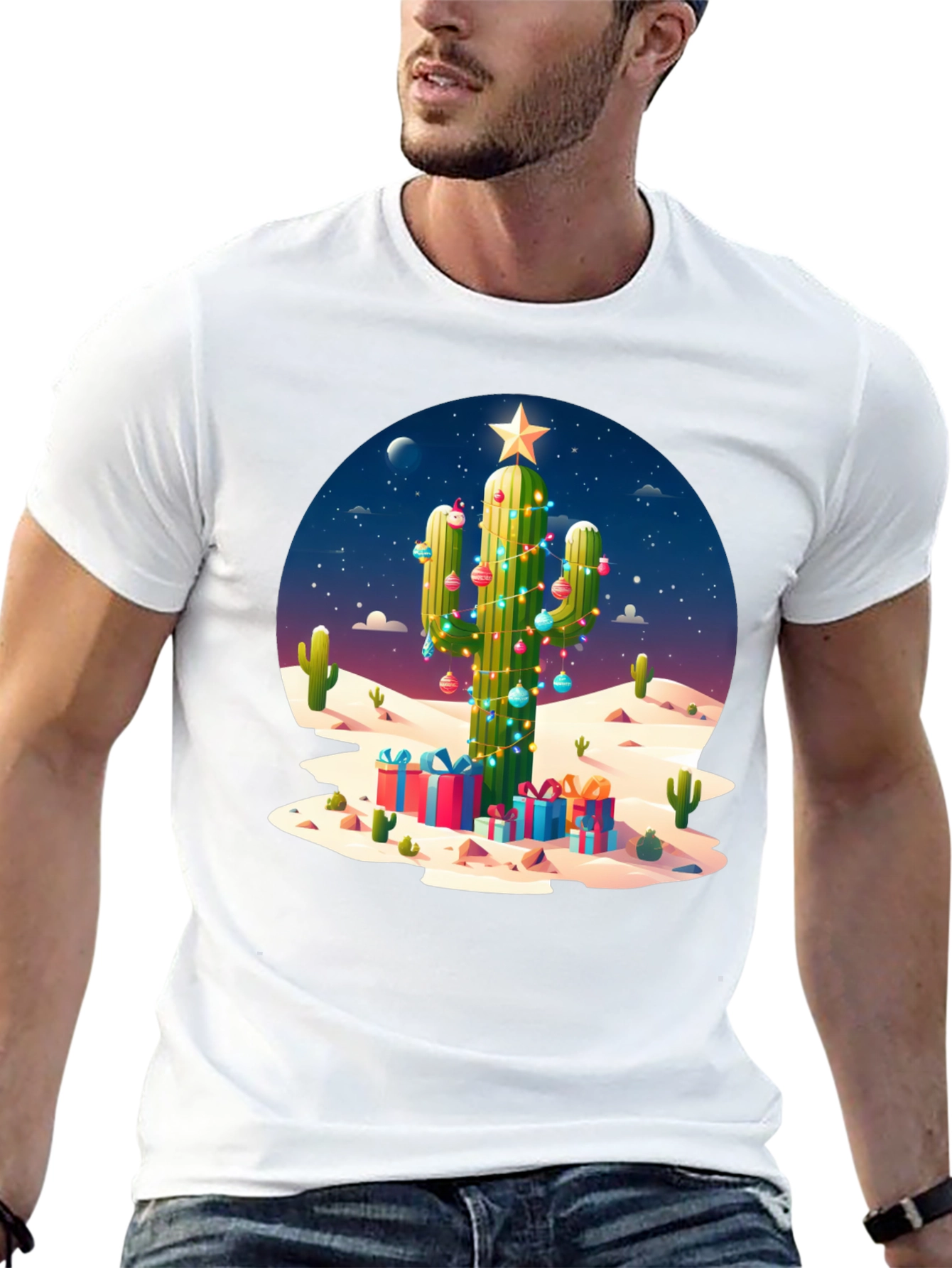 Cactus Christmas Tee - Desert Holiday Style