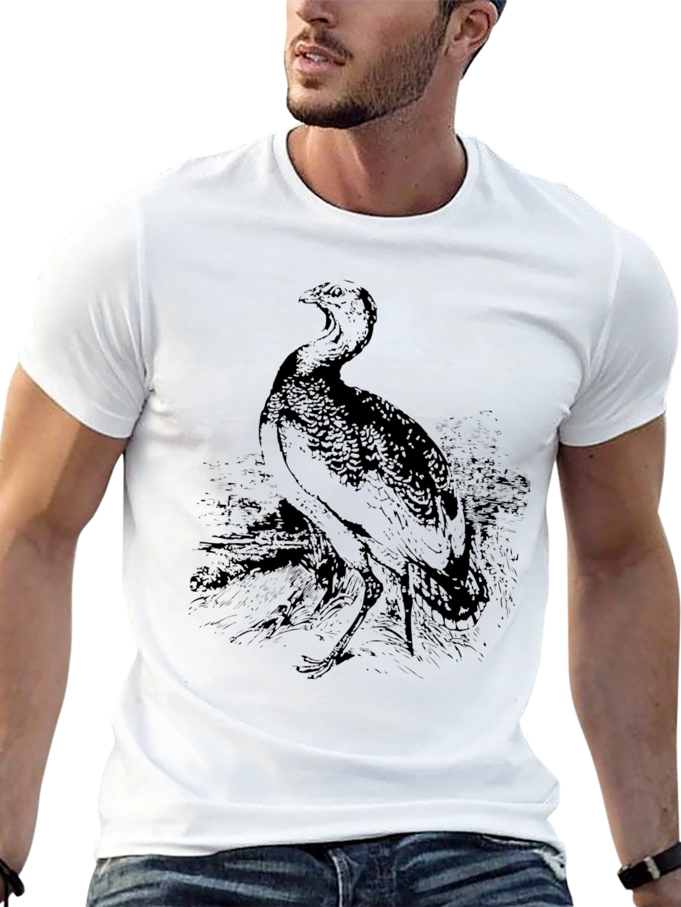 Bird Graphic Print Black T-Shirt