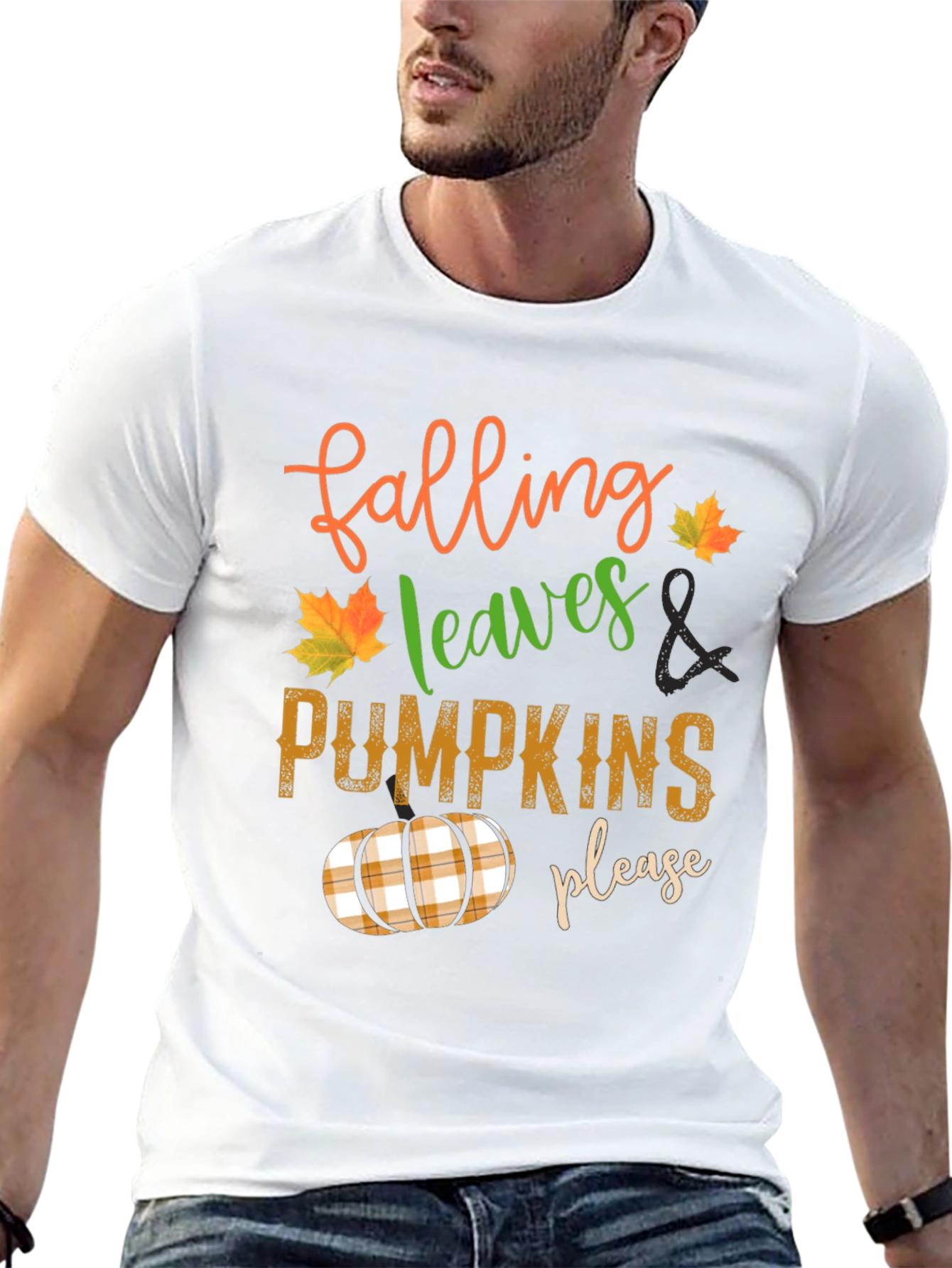 Falling Leaves and Pumpkins Please T-Shirt
