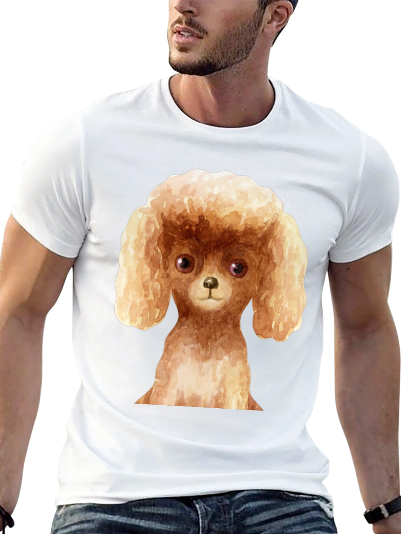 Poodle Dog Graphic Tee - Black Cotton Casual T-Shirt