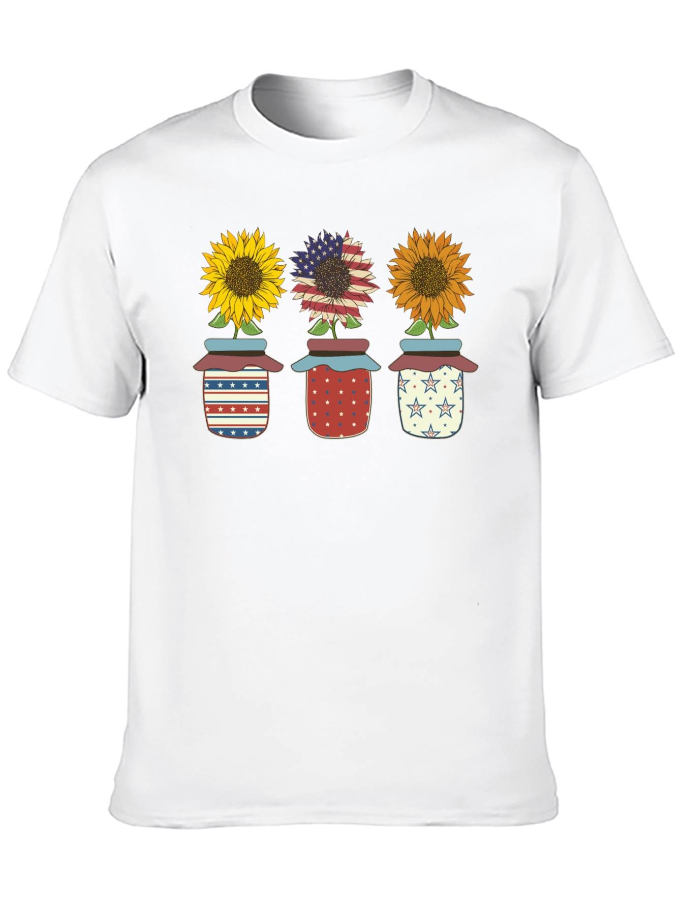 Patriotic Sunflowers in Jars Graphic Tee