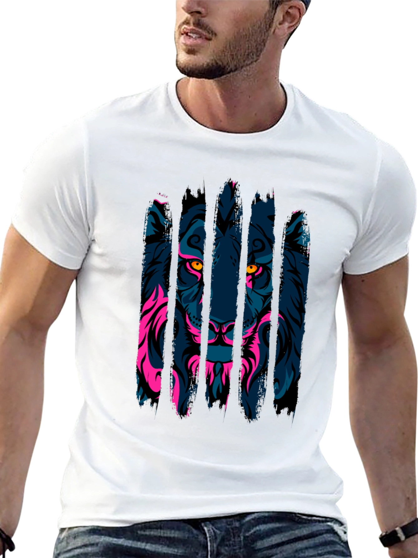 Neon Lion Graphic Black T-Shirt