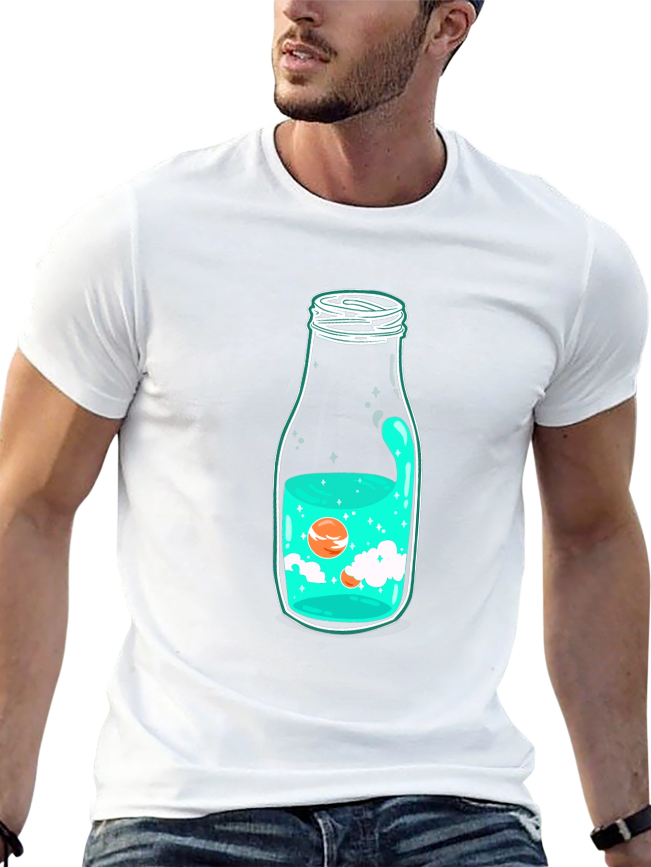 Unique Bottle Graphic Black T-Shirt