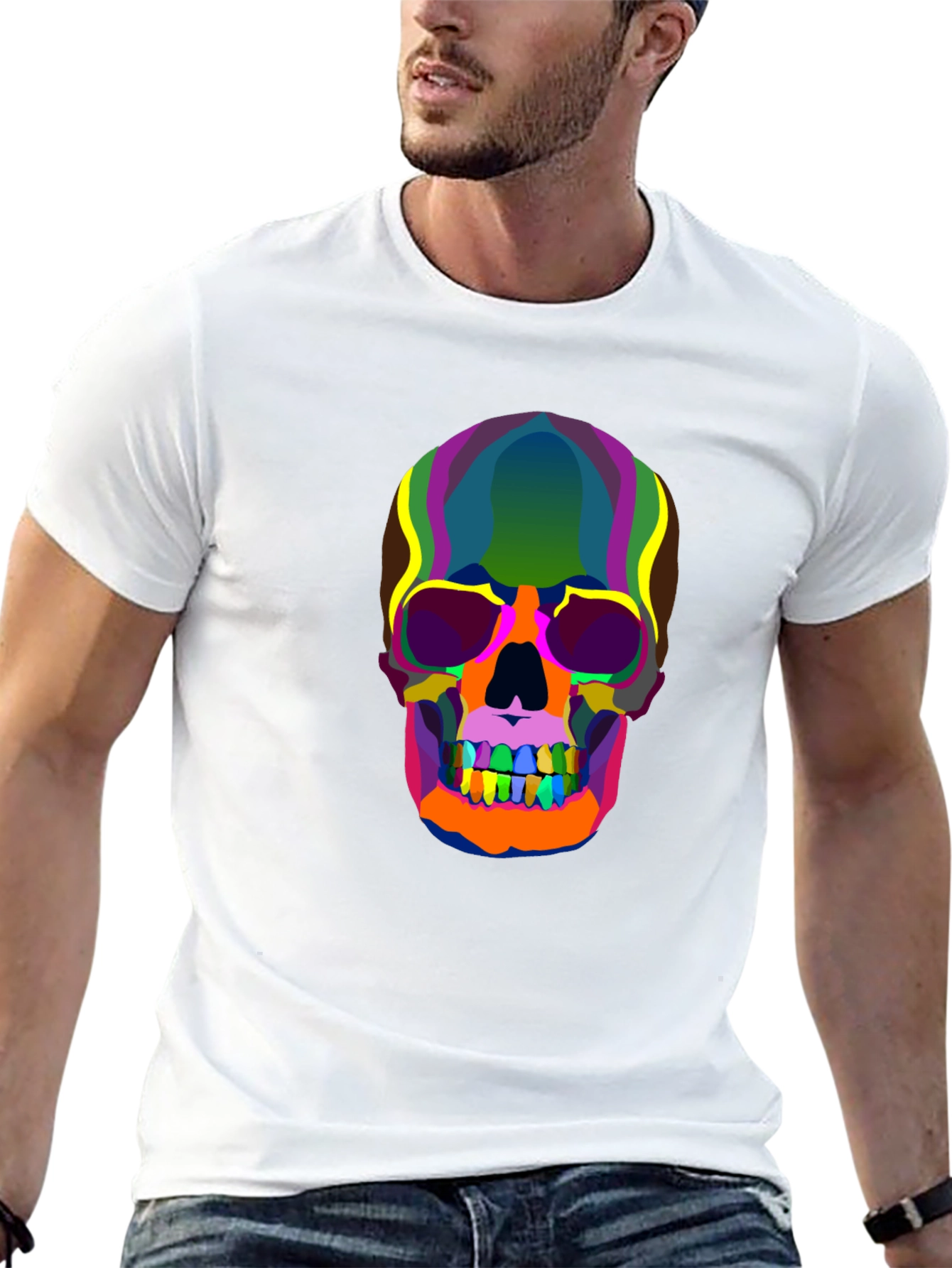 Colorful Skull Graphic T-Shirt