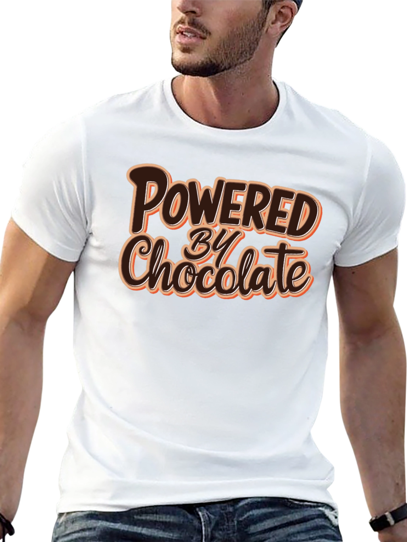 Powered By Chocolate T-Shirt - Funny Foodie Tee