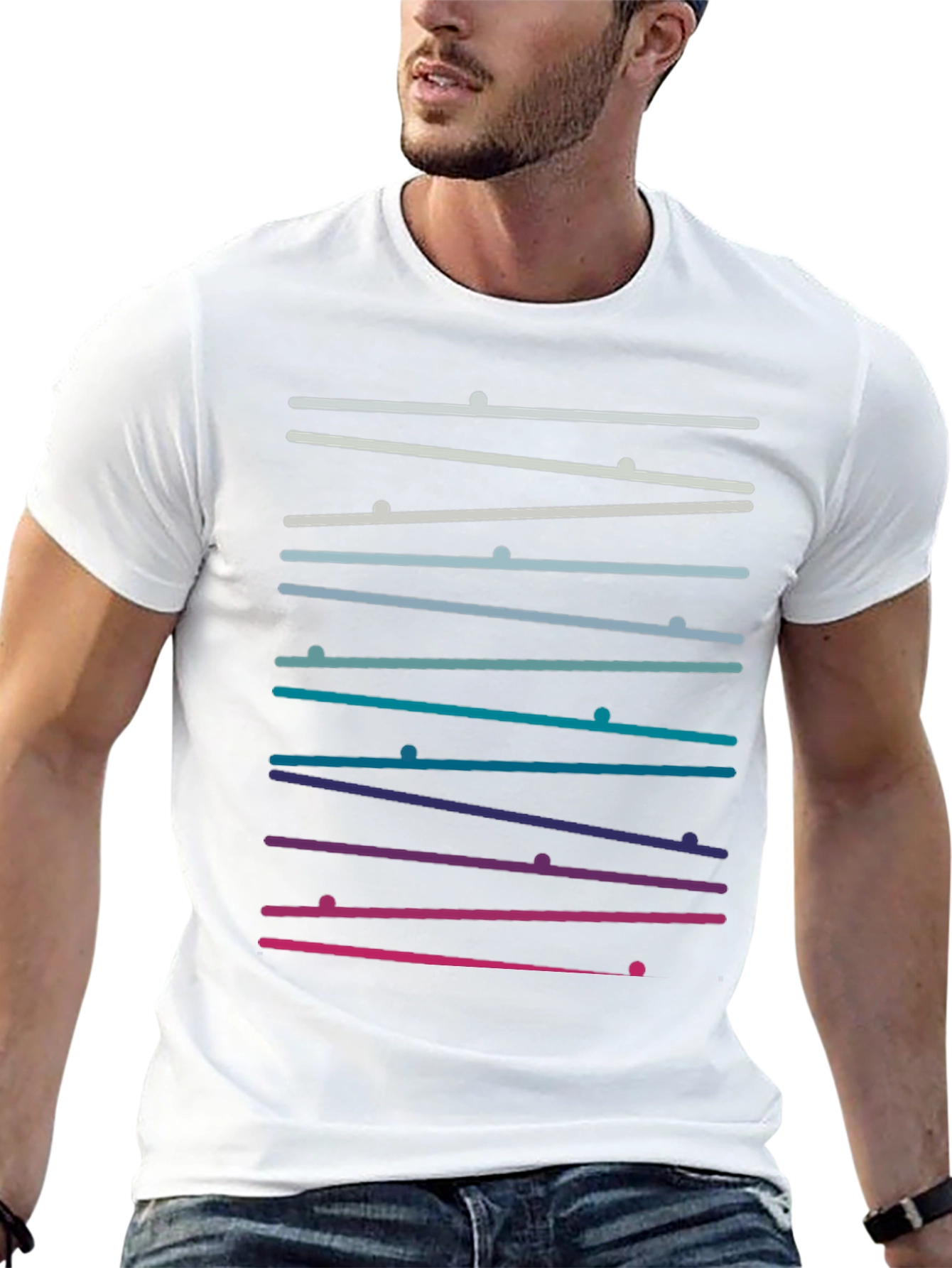 Stylish Gradient Lines Graphic Tee - Modern Design