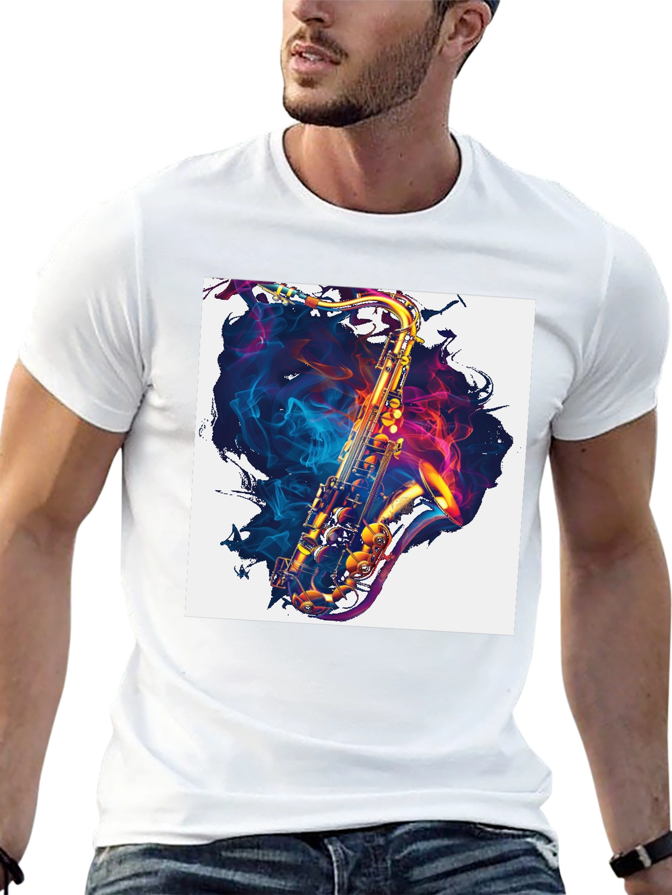 Saxophone Graphic Print Tee