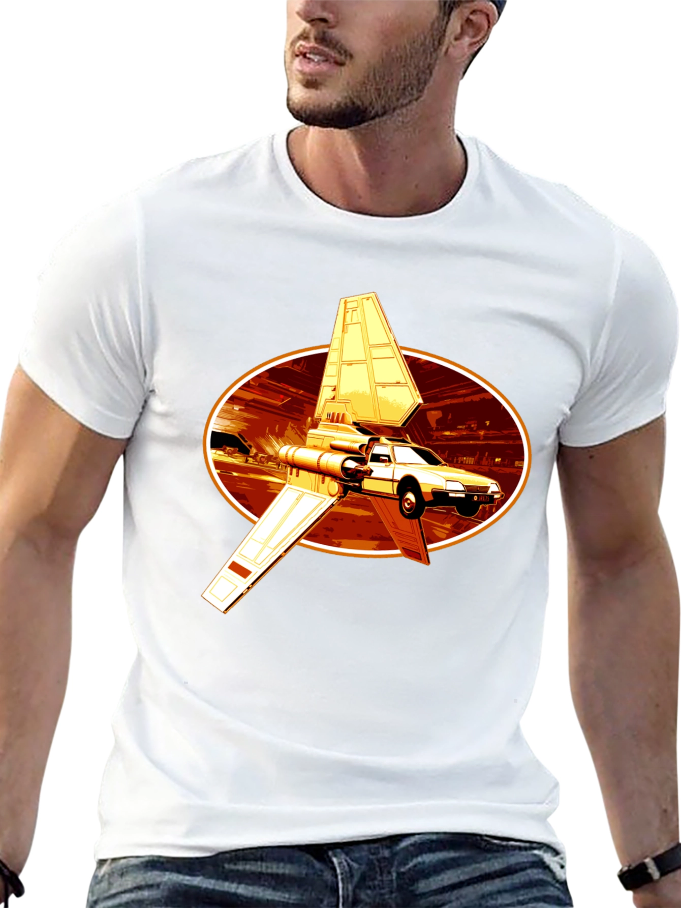 Sci-Fi Car T-Shirt - Black Graphic Tee