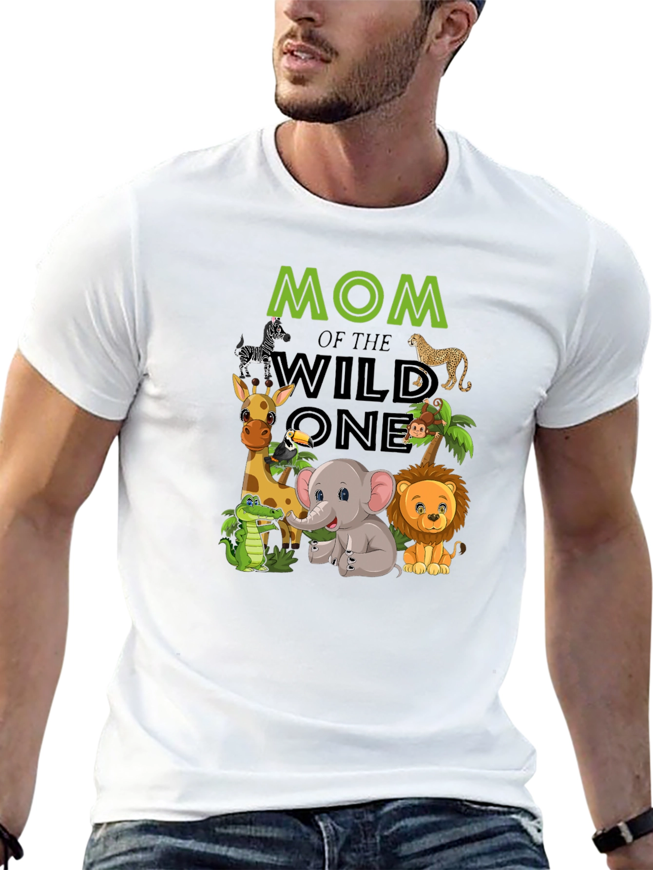 Mom of the Wild One Safari Animals T-Shirt