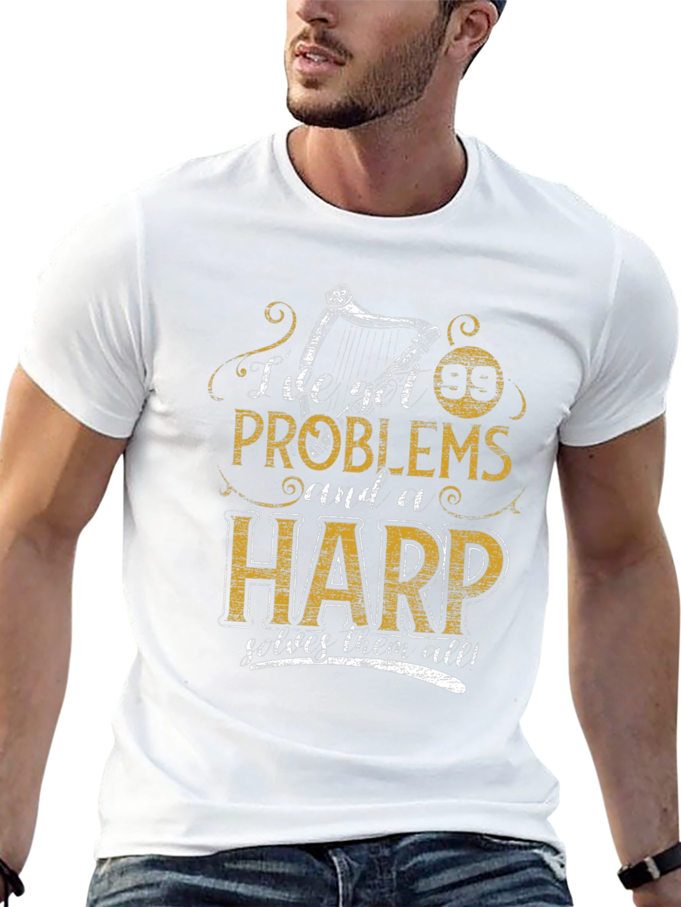 Problems and a Harp T-Shirt - Music Lover Tee