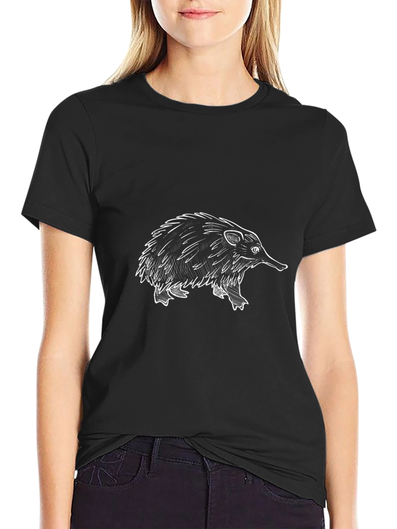 Echidna Graphic Tee - Black Cotton T-Shirt