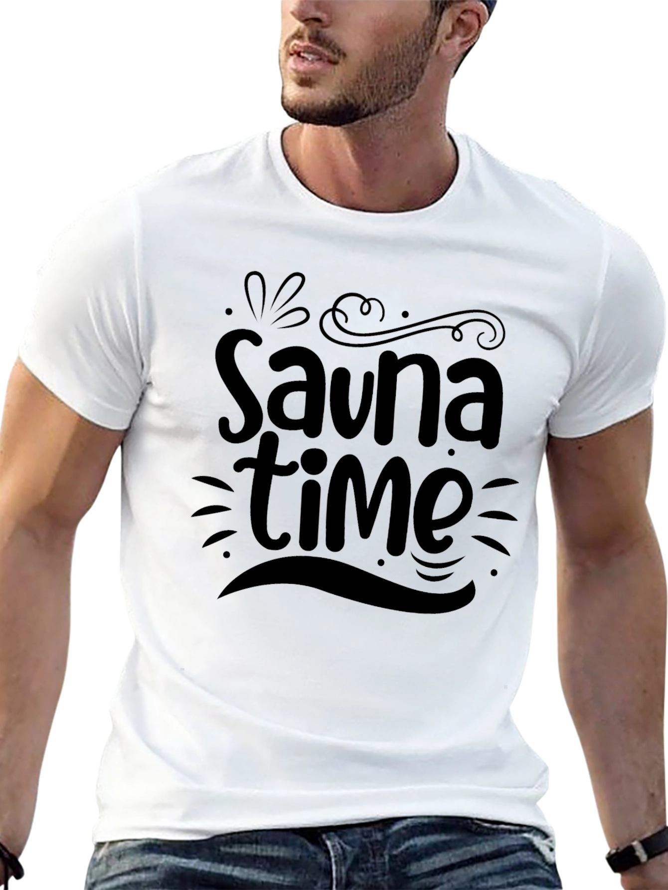 Sauna Time Black Graphic T-Shirt