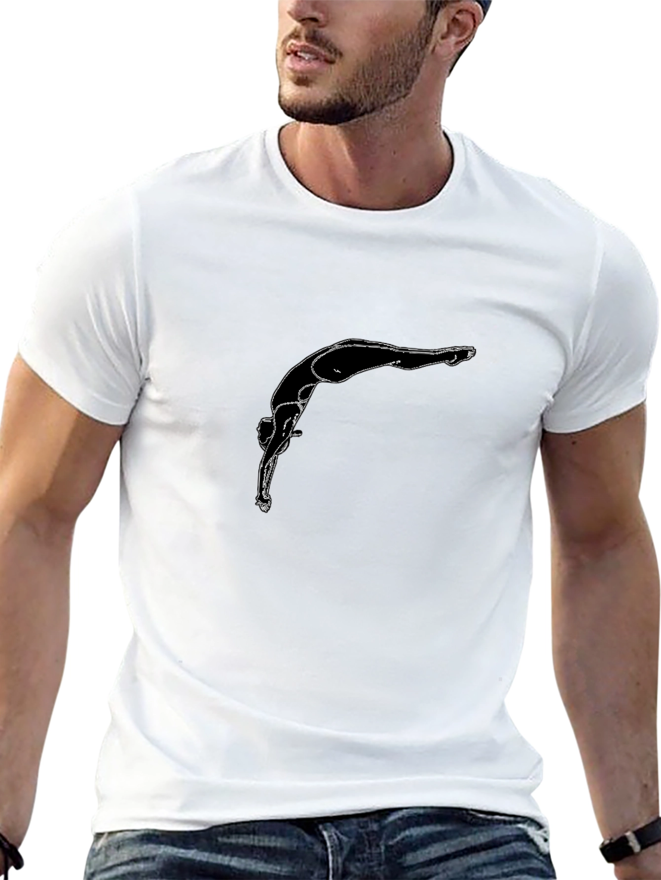 Black Diving Silhouette Graphic T-Shirt