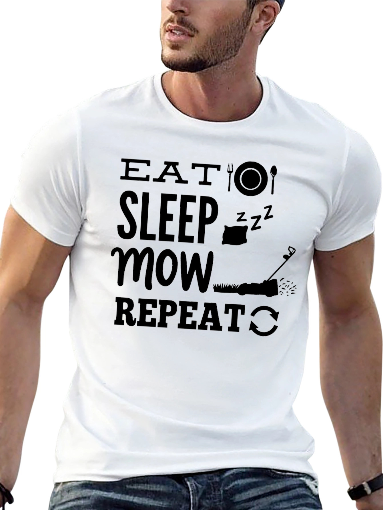 Eat Sleep Mow Repeat Funny Lawn Mowing T-Shirt