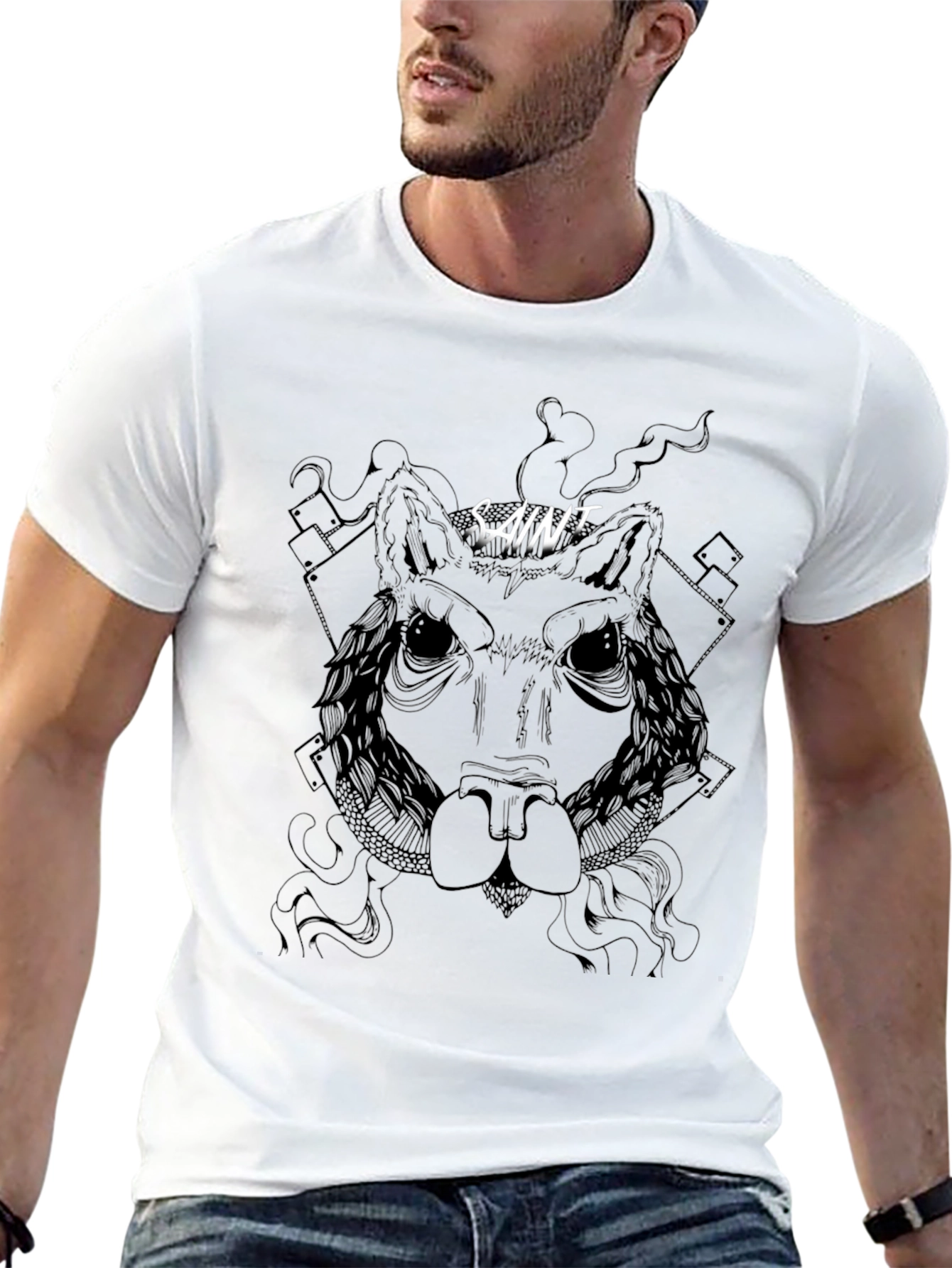 Saint Wolf Graphic Tee - Stylish Black T-Shirt