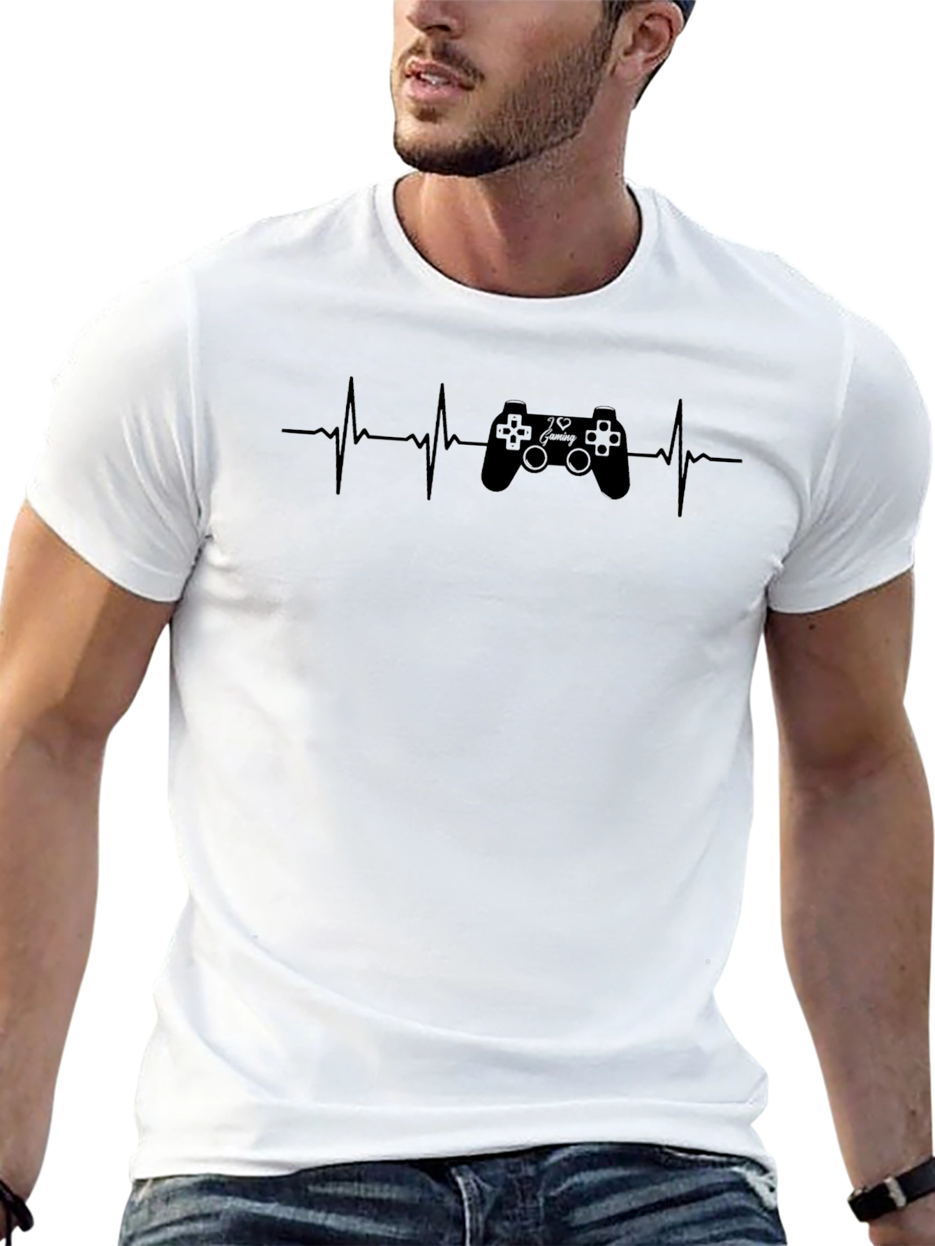Gamer Heartbeat T-Shirt - Black Cotton Graphic Tee