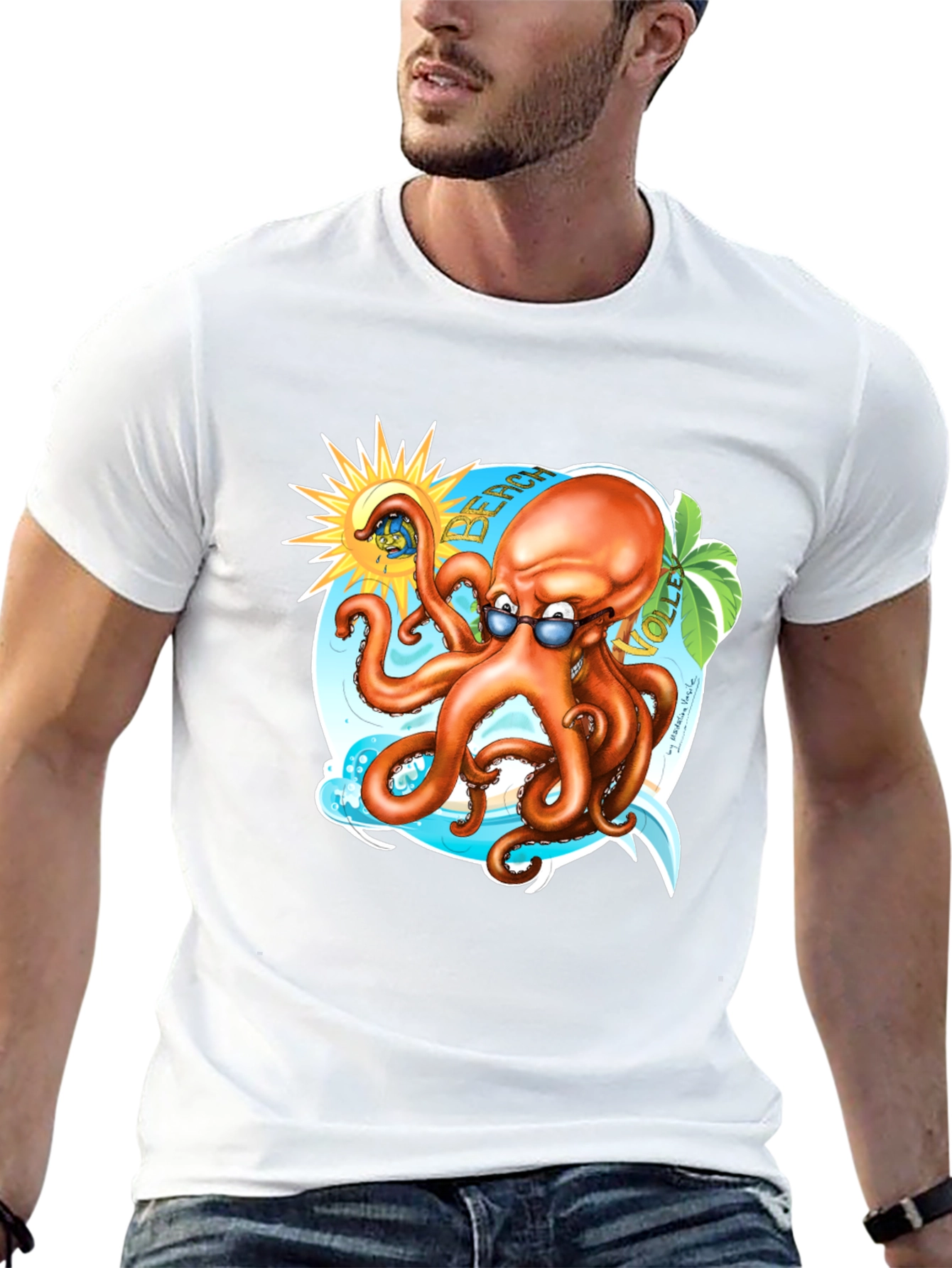 Beach Octopus Graphic Tee - Summer Fun
