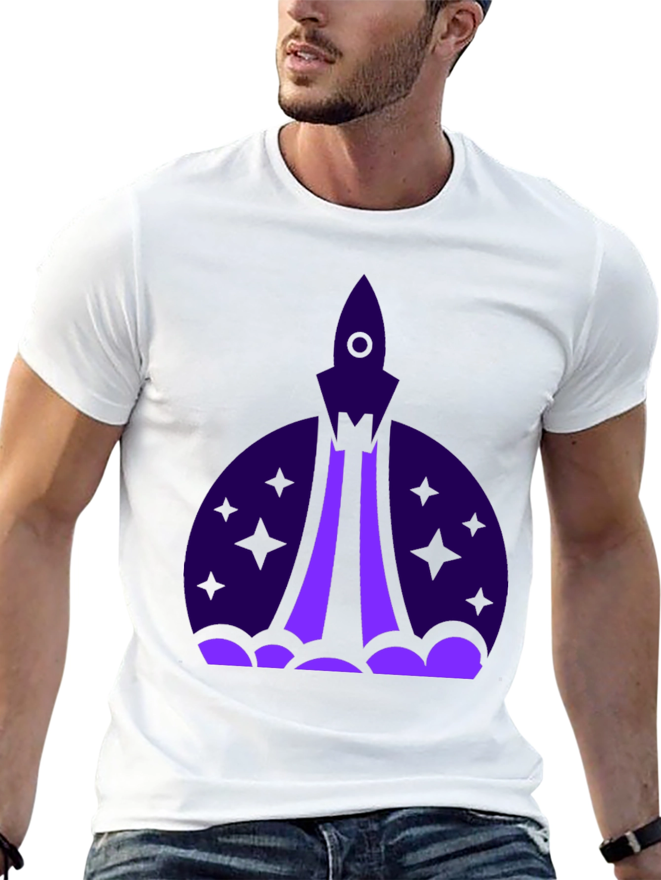 Rocket Launch Graphic Tee - Black Cotton T-Shirt