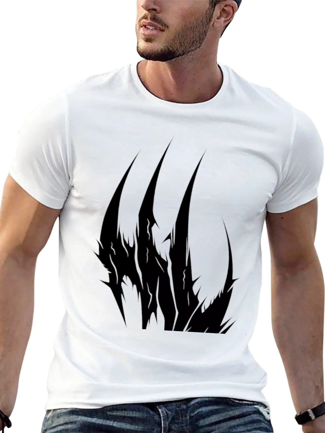 Mens Black T-Shirt with Abstract Claw Design