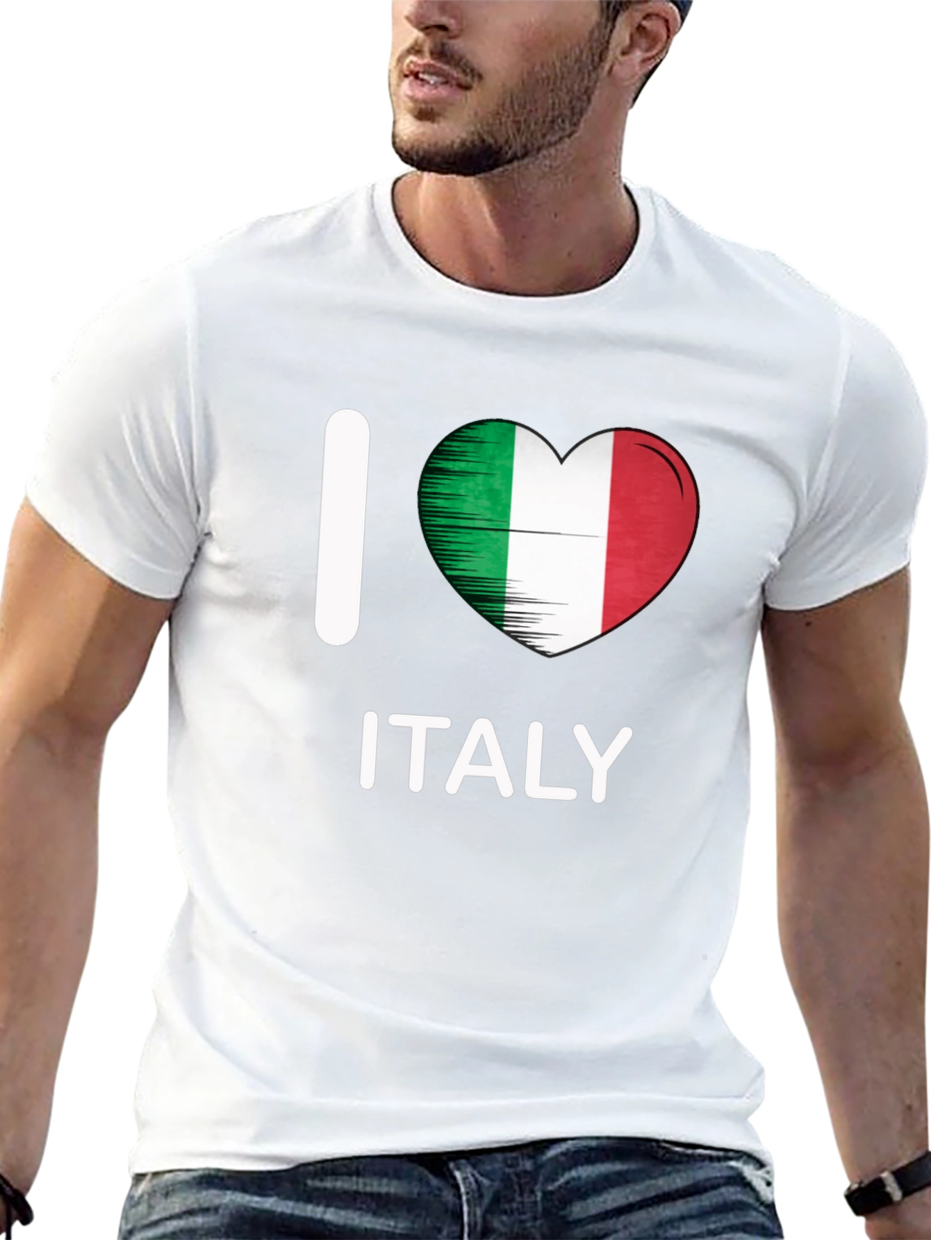 I Love Italy T-Shirt - Italian Flag Heart Design
