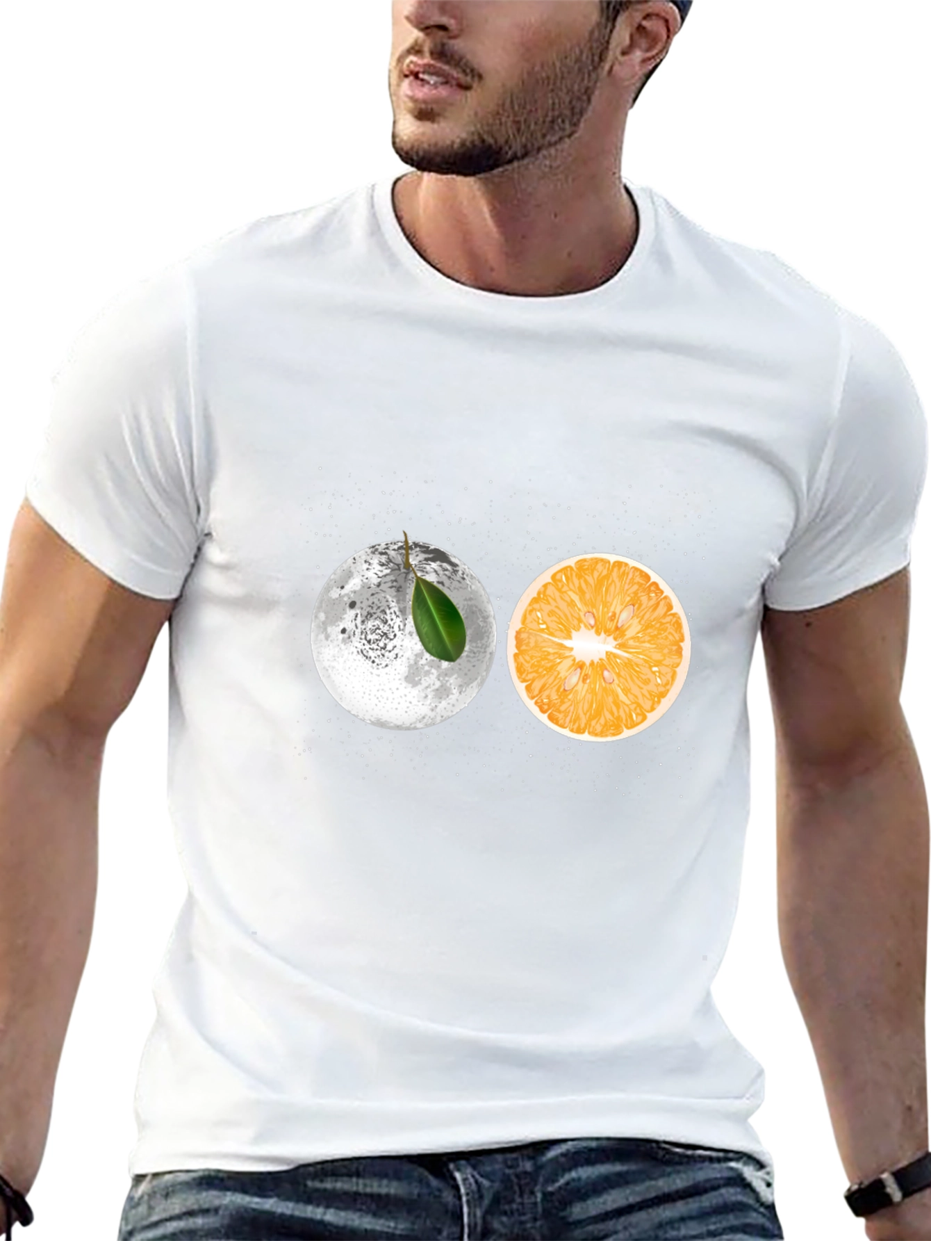 Moon Orange Graphic Tee - Unique Design T-Shirt