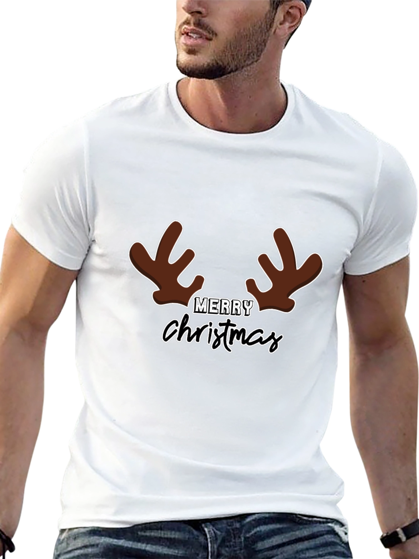 Merry Christmas Reindeer Antlers T-Shirt