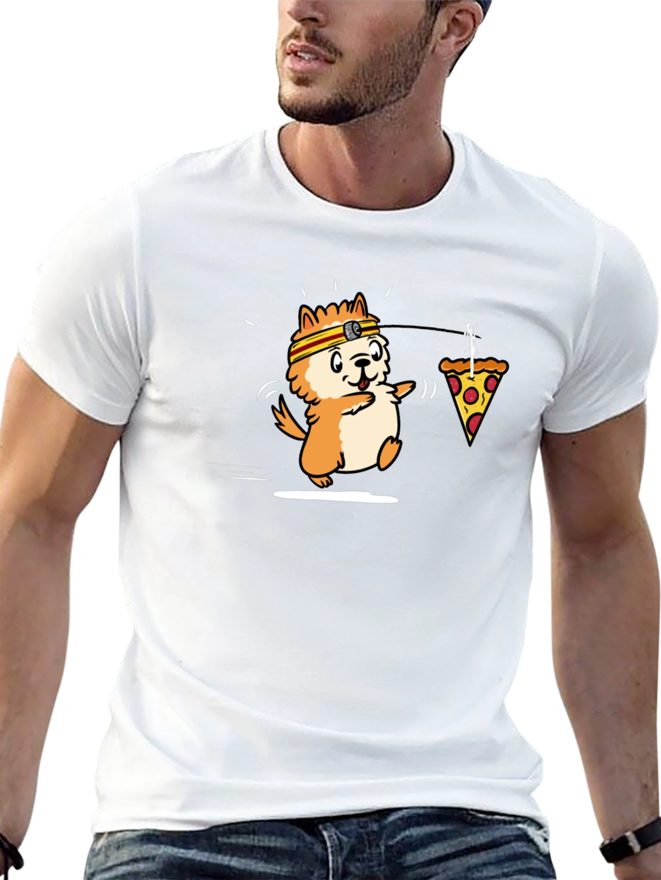 Cartoon Dog & Pizza T-Shirt