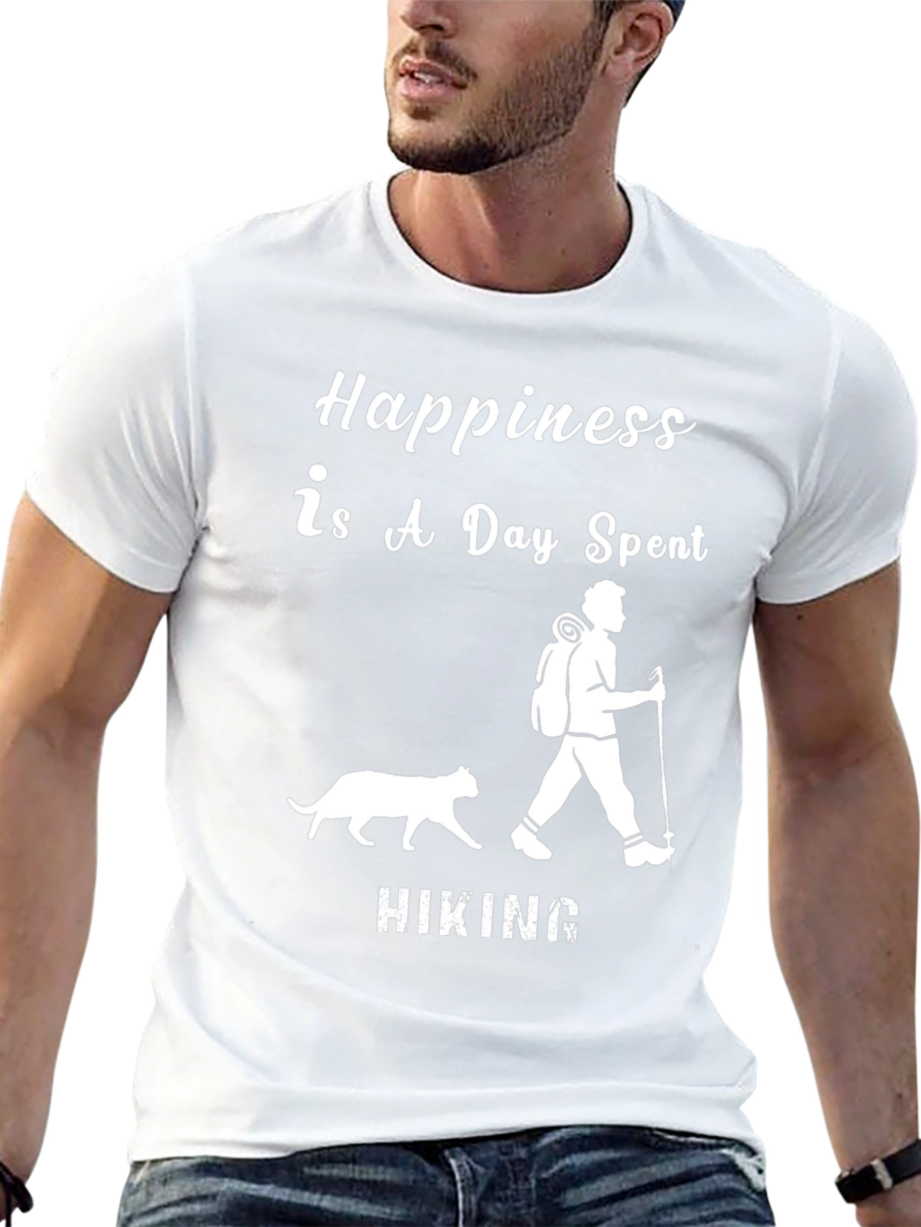 Happiness is Hiking Cat T-Shirt