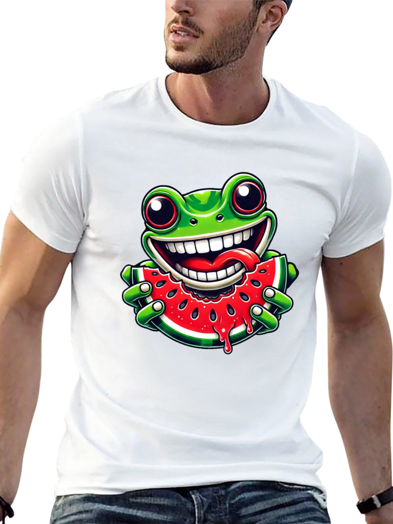 Frog Eating Watermelon Graphic Tee