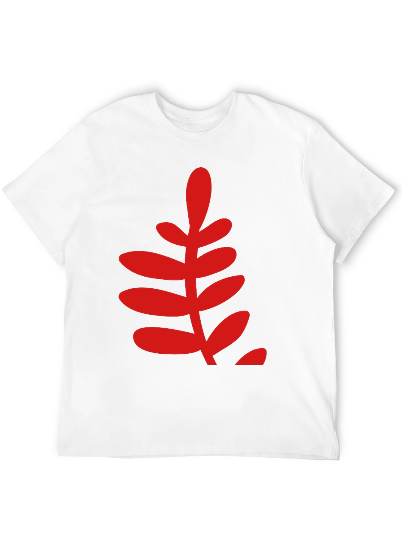 Bold Red Leaf Graphic Print Black T-Shirt