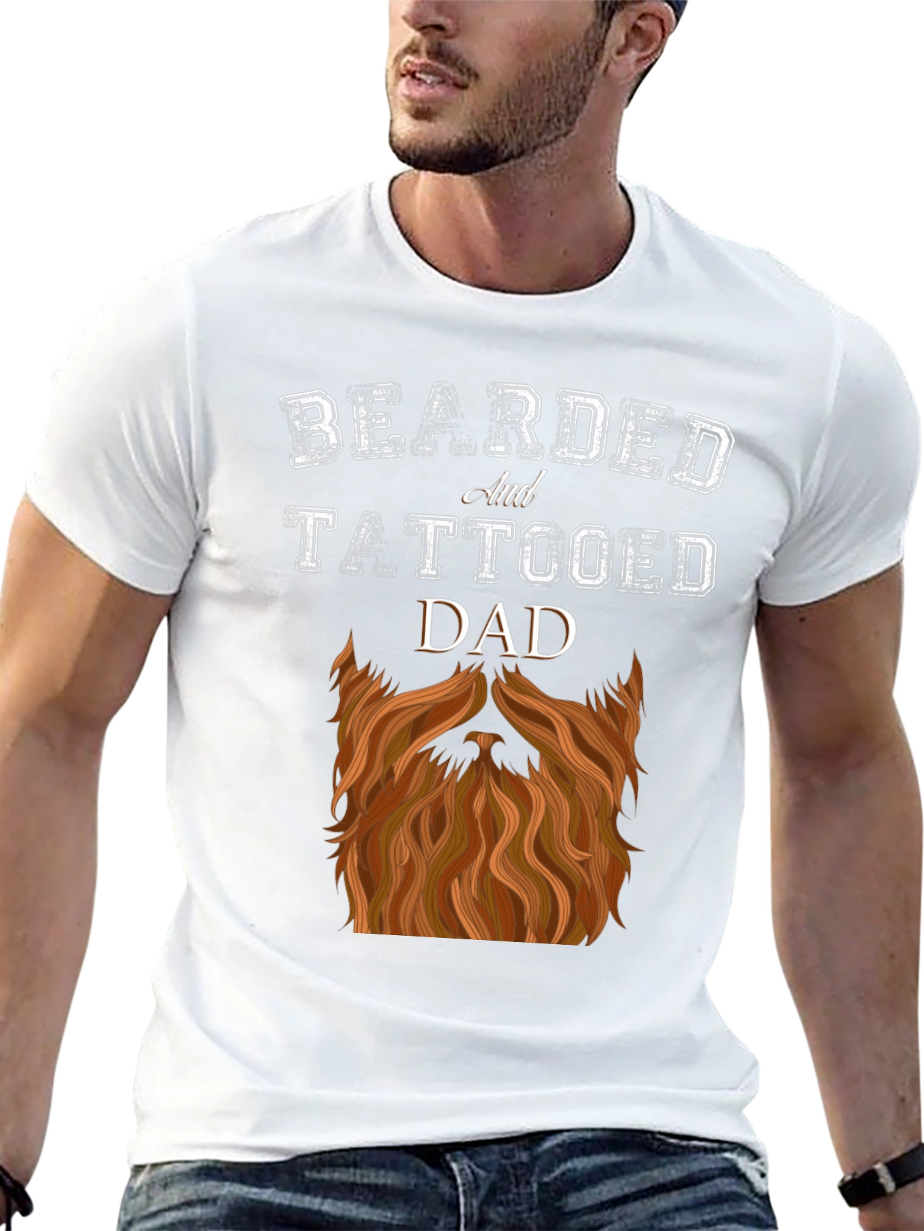 Bearded and Tattooed Dad Graphic T-Shirt