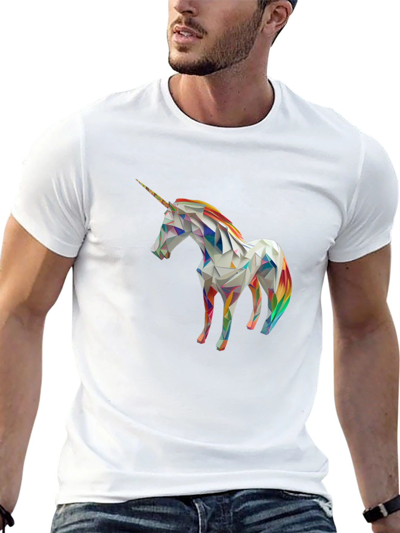 Geometric Unicorn Graphic T-Shirt