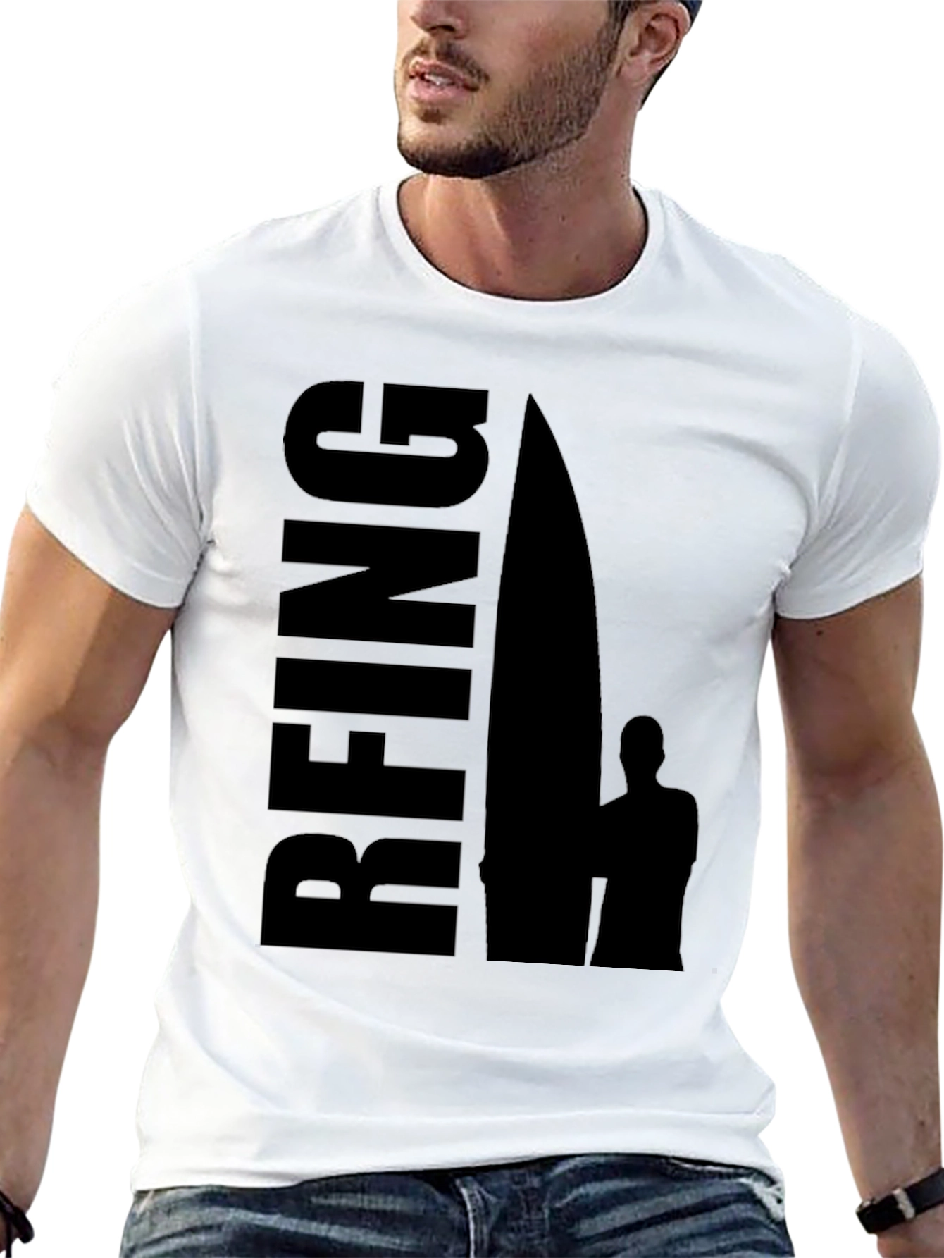 Black Surfing Graphic T-Shirt