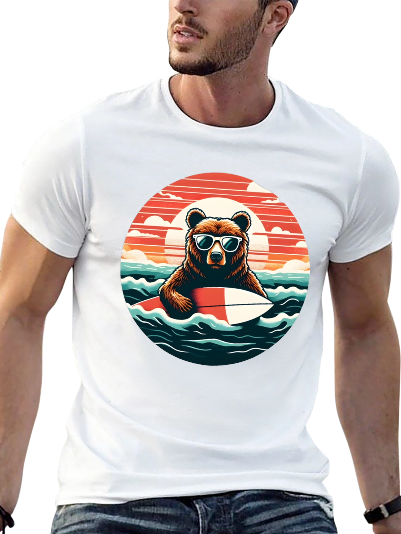Surfing Bear T-Shirt - Cool Summer Vibes