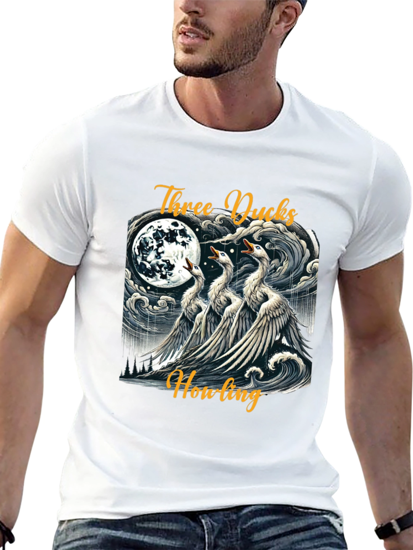 Three Ducks Howling Graphic Tee - Black
