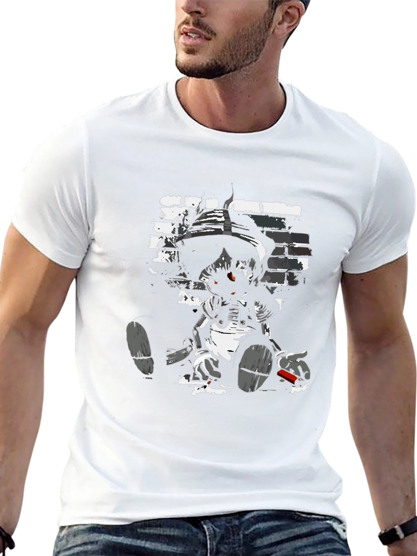 Edgy Cartoon Graphic Black T-Shirt