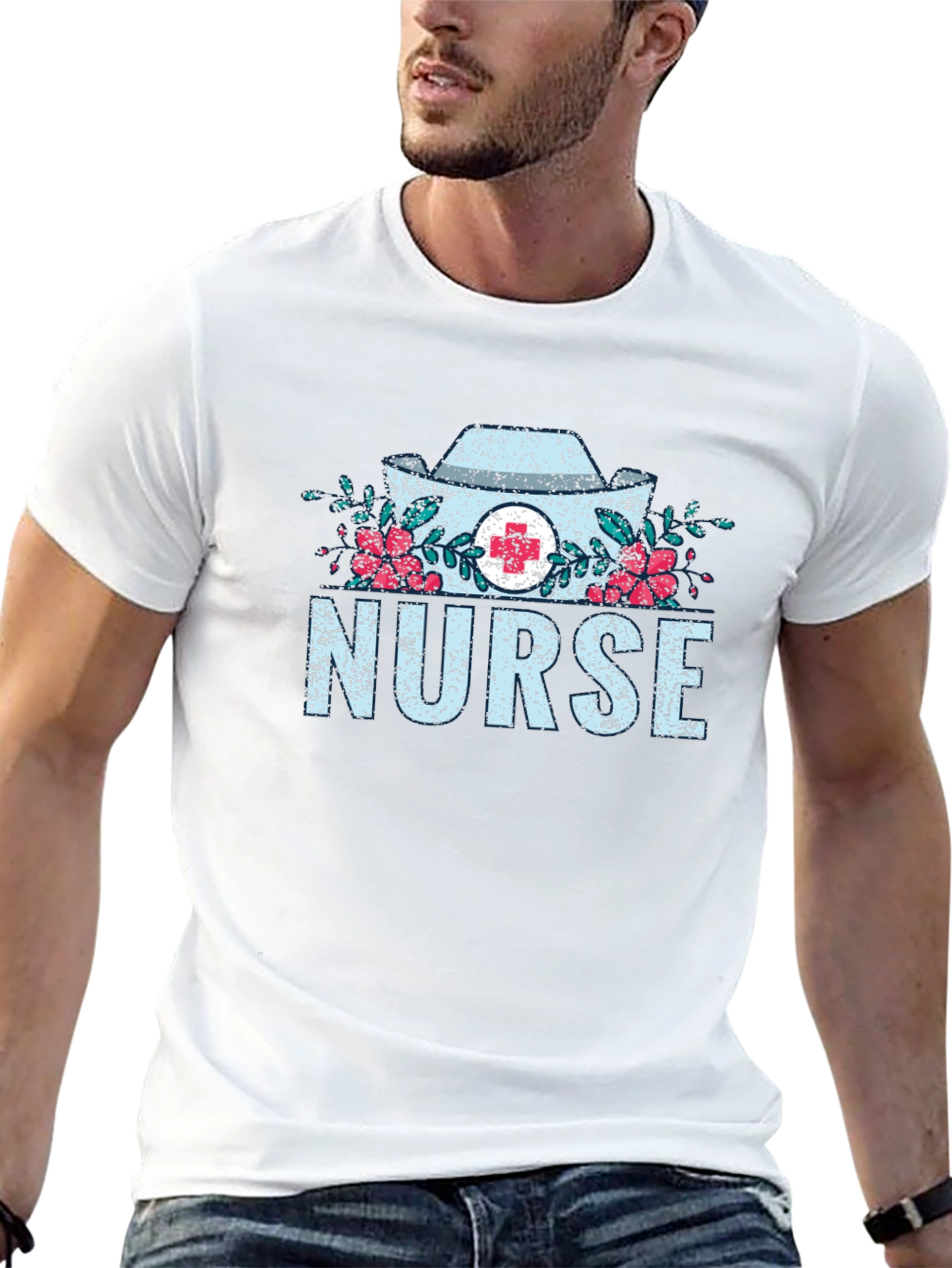 Nurse Floral Graphic T-Shirt - Medical Profession Apparel