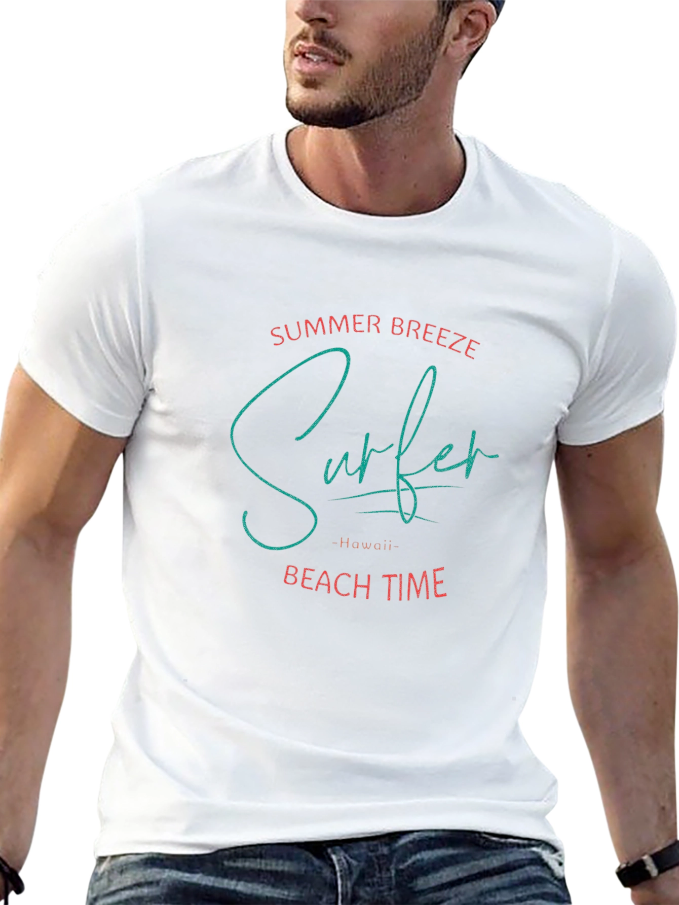 Summer Surfer Beach Time Black T-Shirt