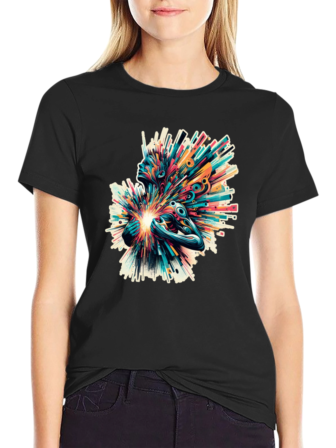 Abstract Art Graphic Tee - Black T-Shirt