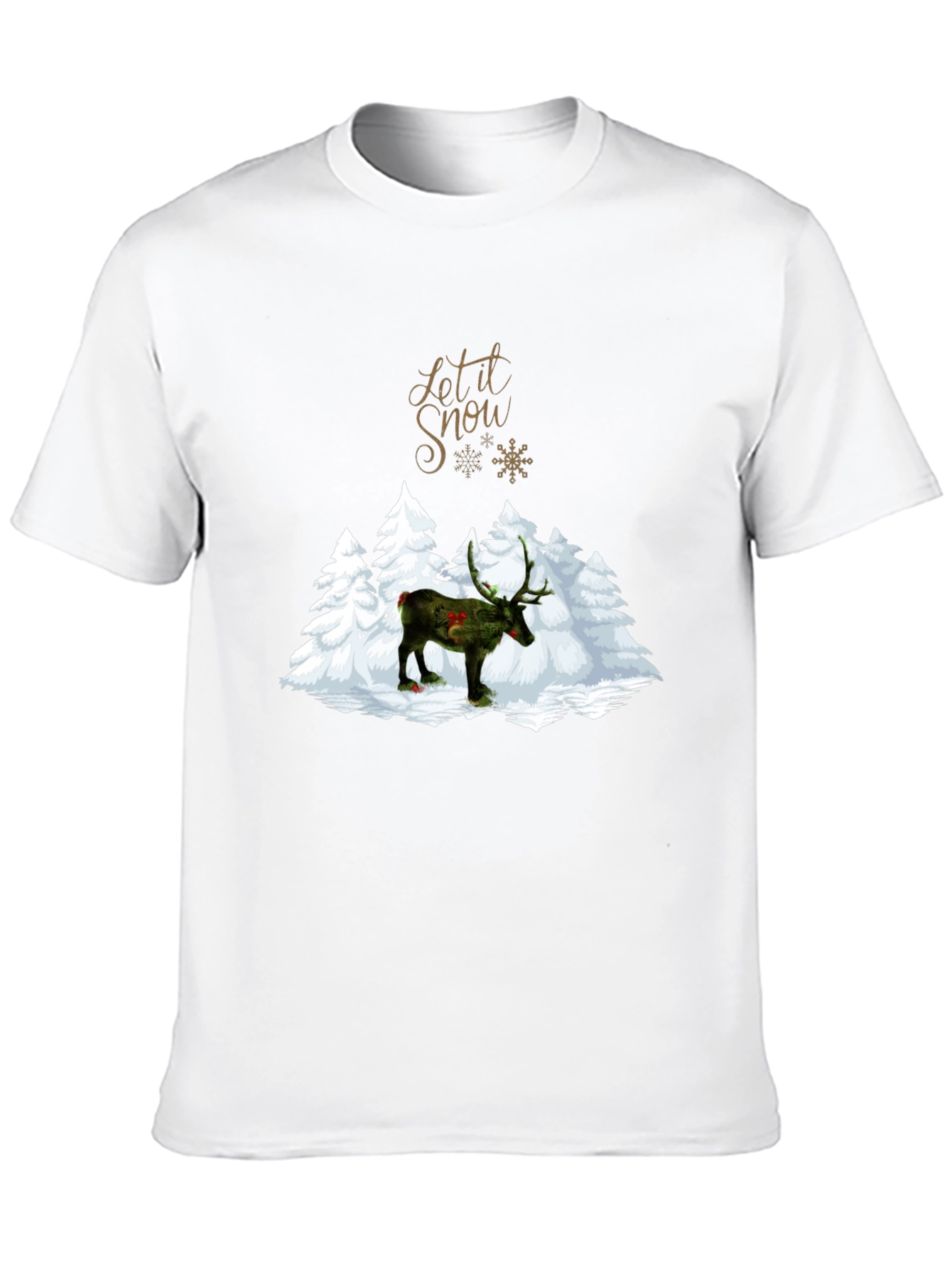 Let It Snow Christmas Reindeer Graphic Tee
