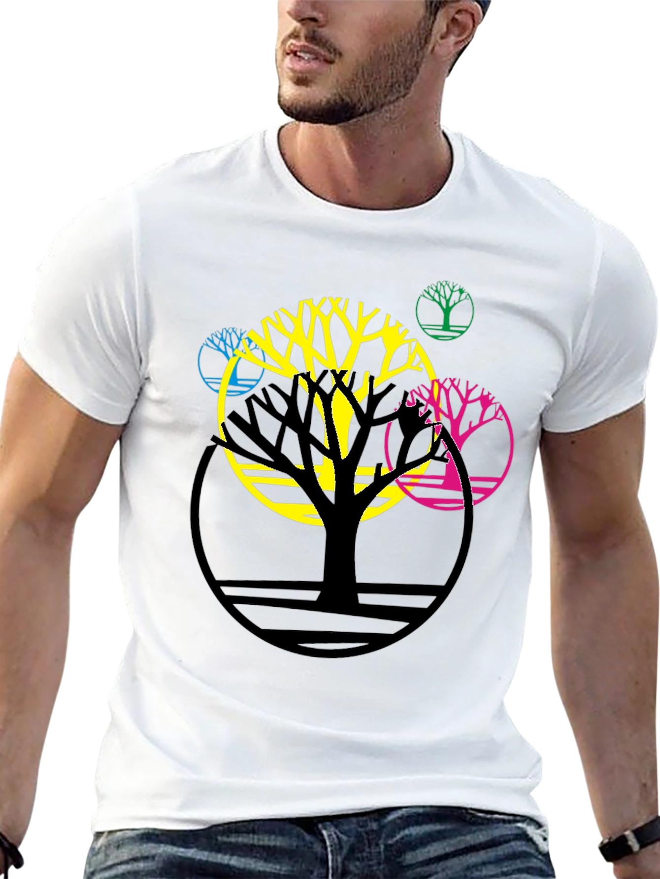 Abstract Tree Graphic Tee - Modern Black T-Shirt