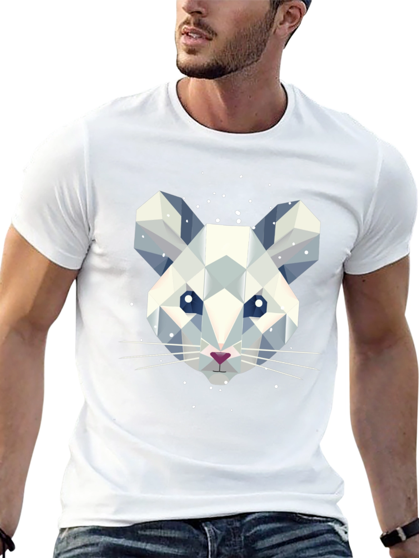 Geometric Mouse Graphic Tee - Stylish Mens Black T-Shirt