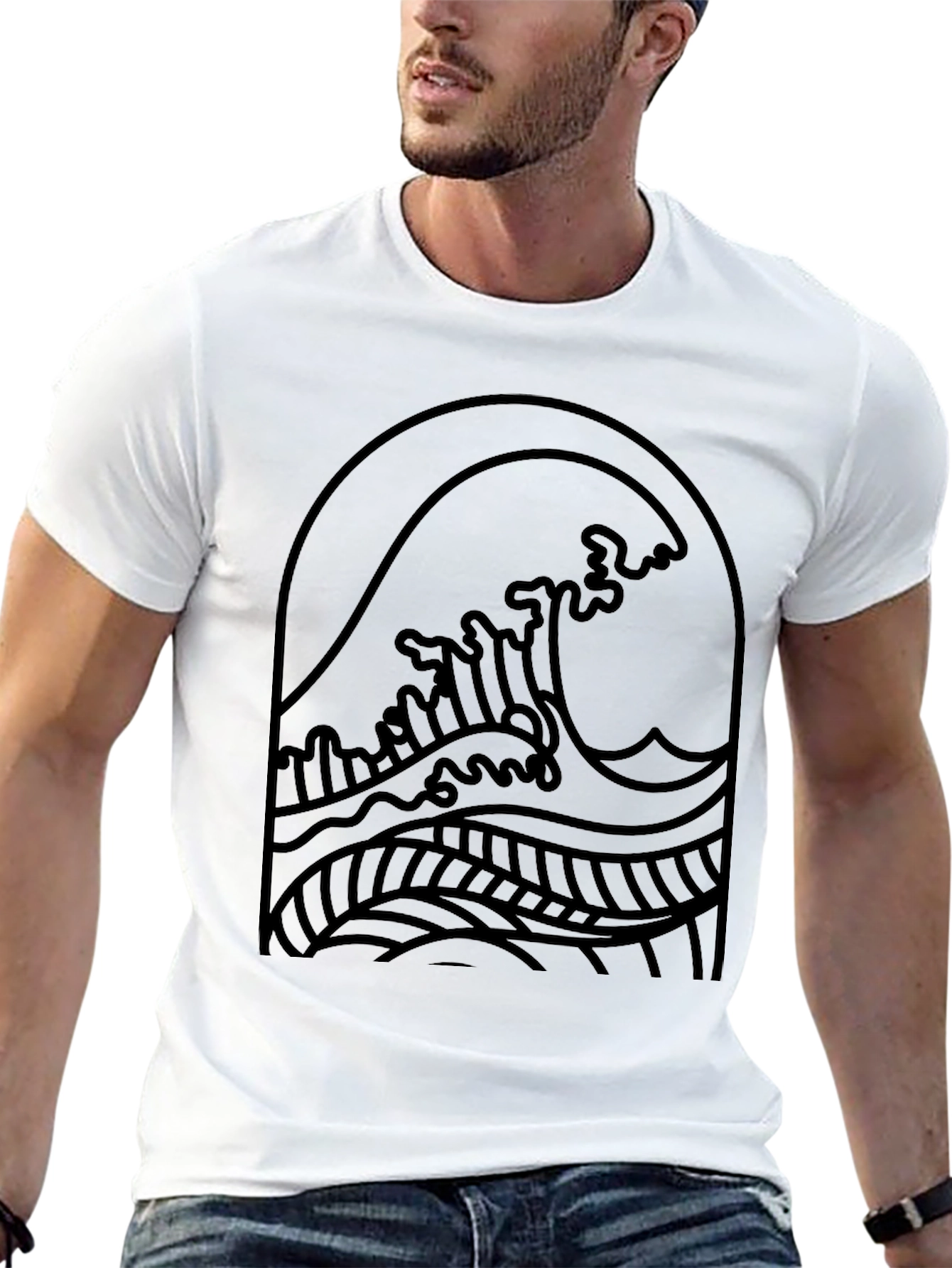 Black Wave Graphic Tee - Coastal Style