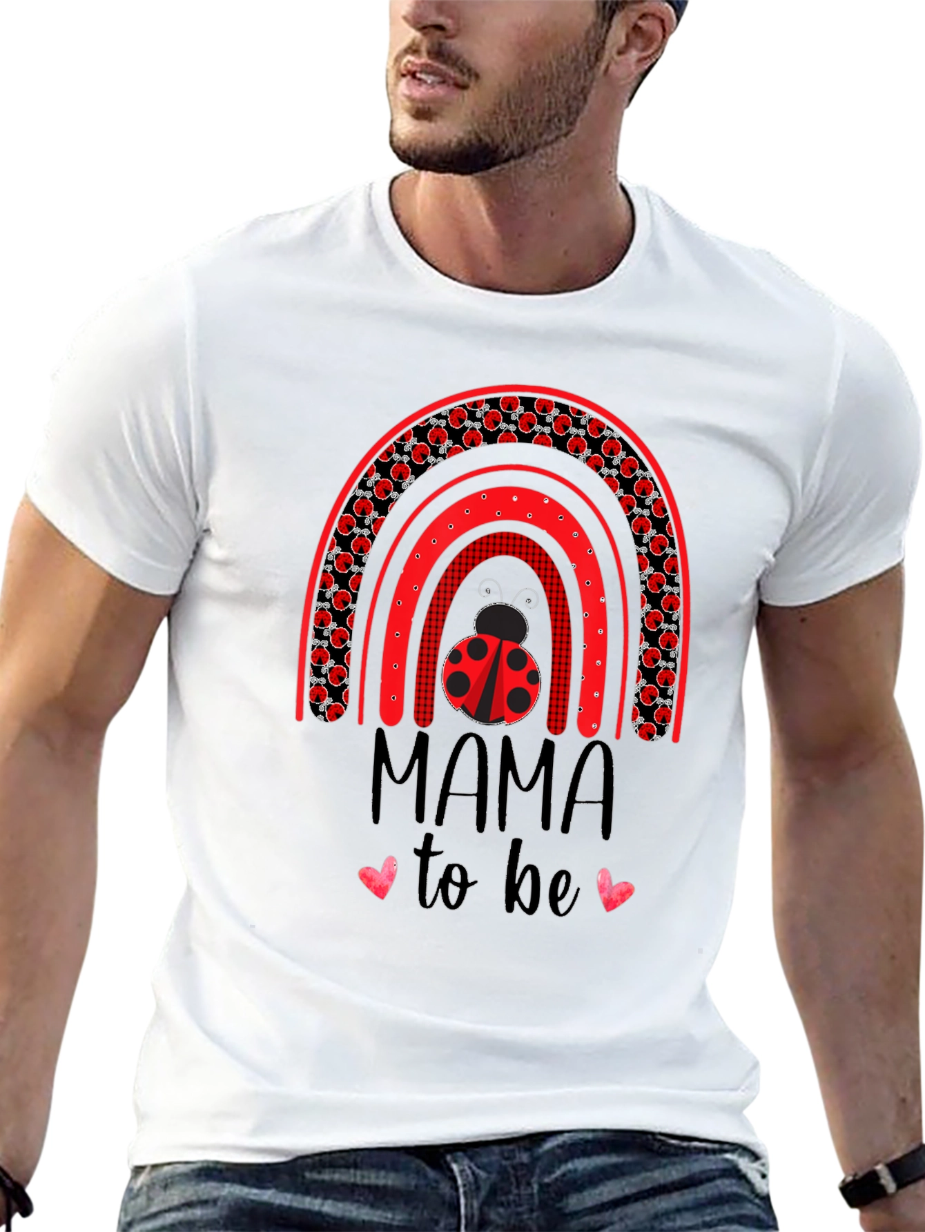 Mama To Be Ladybug Rainbow Shirt
