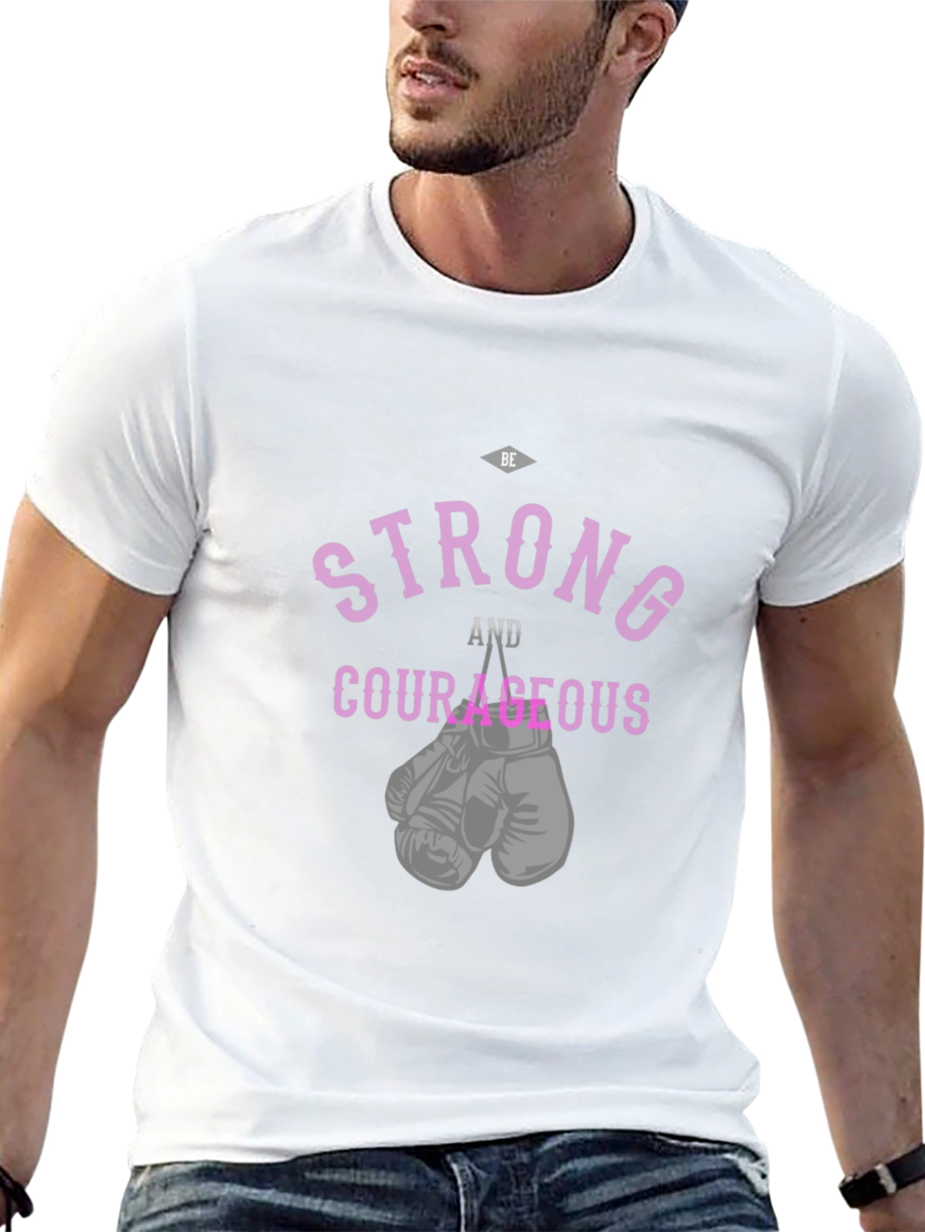 Be Strong and Courageous Boxing Gloves Graphic Tee