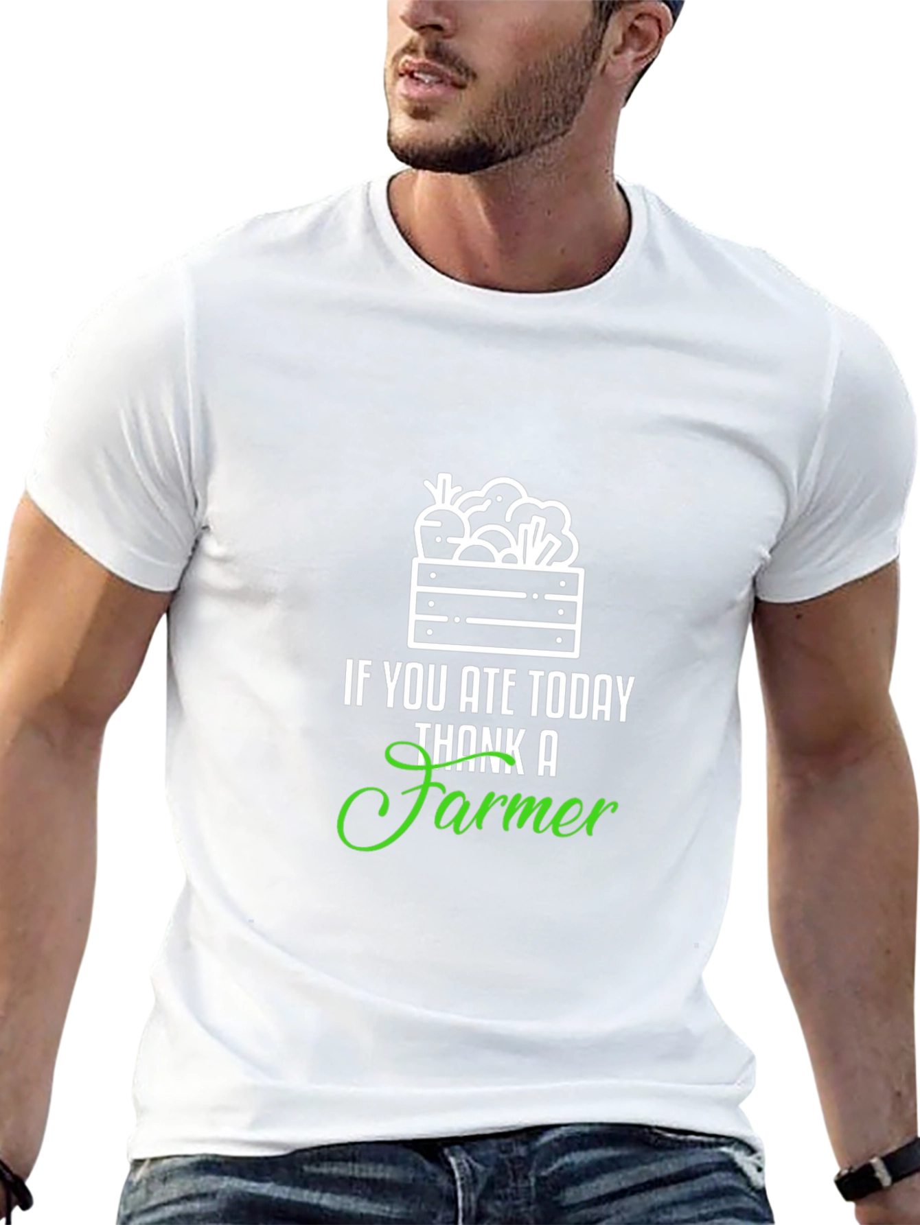 Thank a Farmer T-Shirt - Black Cotton Blend Tee