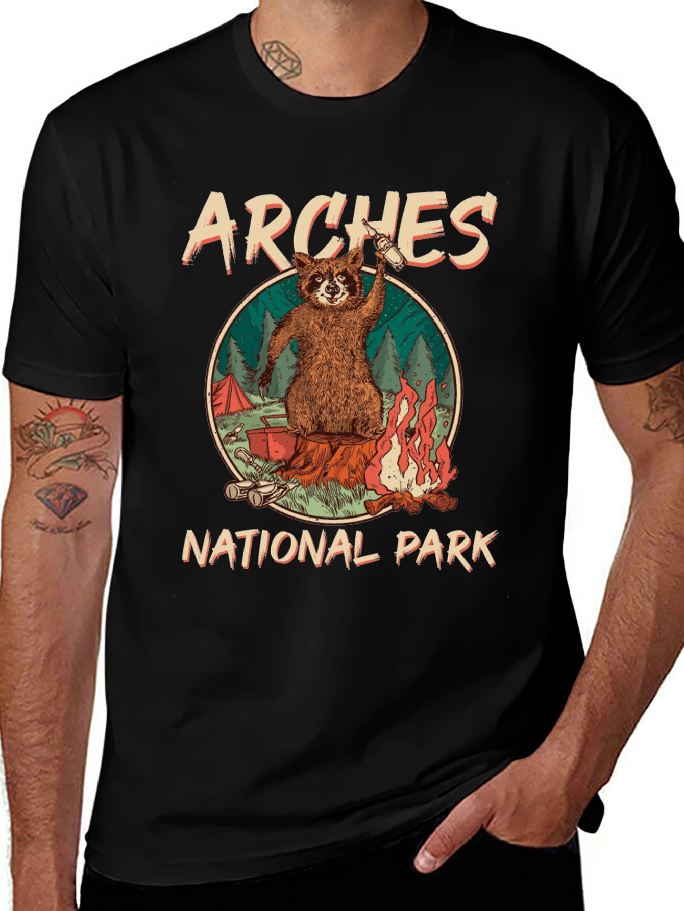 Arches National Park Raccoon Graphic T-Shirt